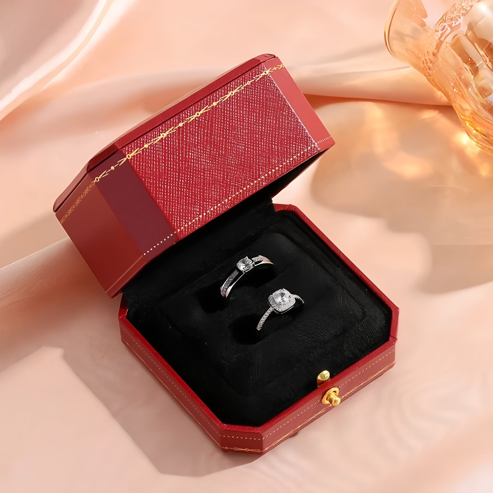 Geometric Open Rings For Couples In Electroplated Copper, 1 Pair, Perfect Valentine's Day Gift