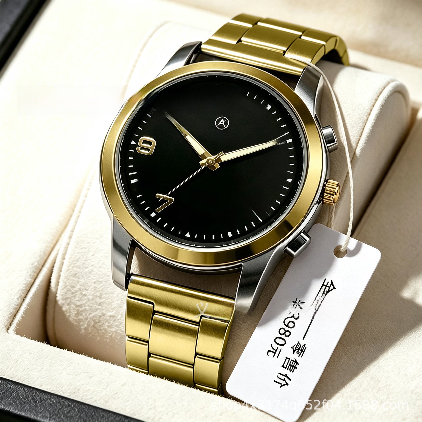 Men's Quartz Watch With Round Dial Featuring Ordinary Glass Mirror And Alloy Strap With Single Folding Buckle