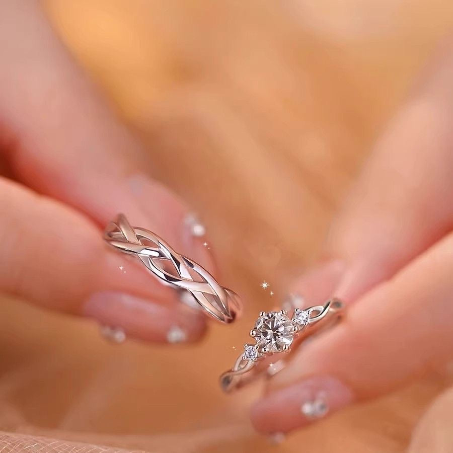 Couple Open Rings Made Of Copper With Electroplated Gold Plating Process, 1 Pair, Perfect For Valentine's Day