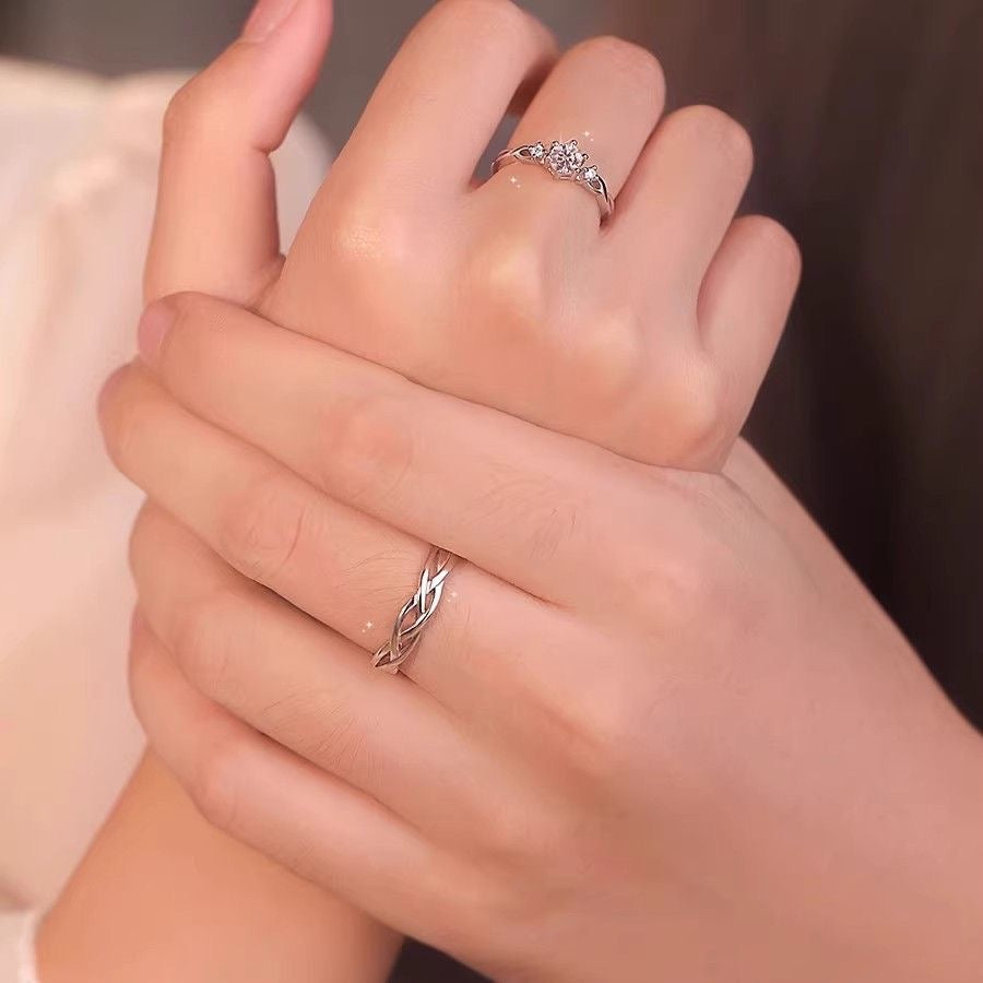 Couple Open Rings Made Of Copper With Electroplated Gold Plating Process, 1 Pair, Perfect For Valentine's Day
