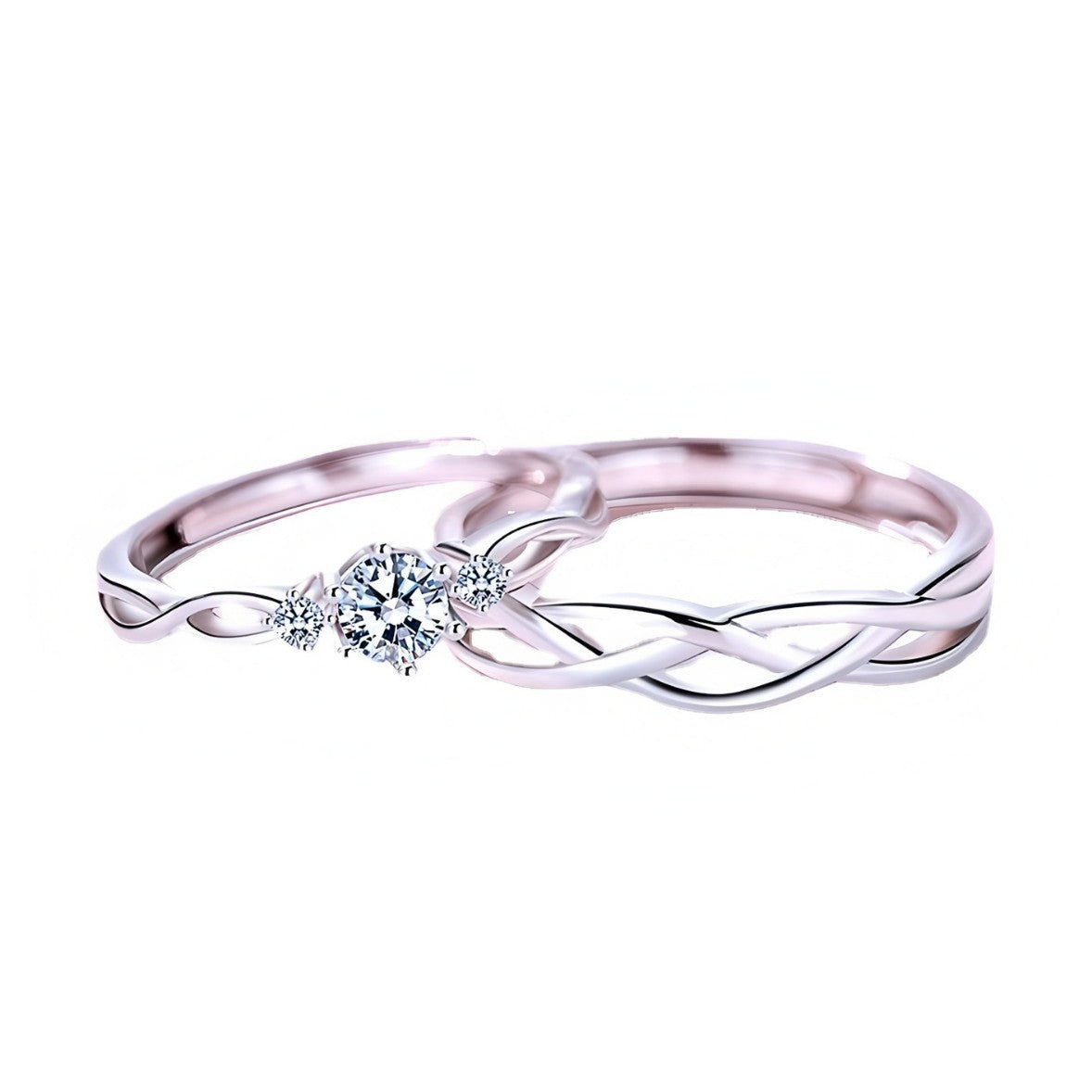 Couple Open Rings Made Of Copper With Electroplated Gold Plating Process, 1 Pair, Perfect For Valentine's Day