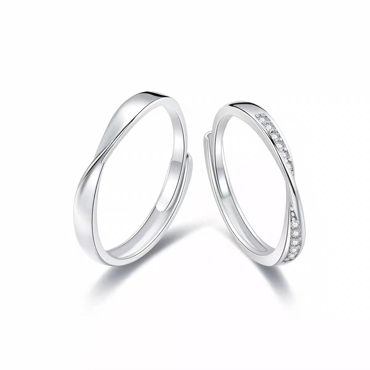 Infinity Copper Rings For Couples In Silver, 1 Pair, Perfect For Valentine's Day