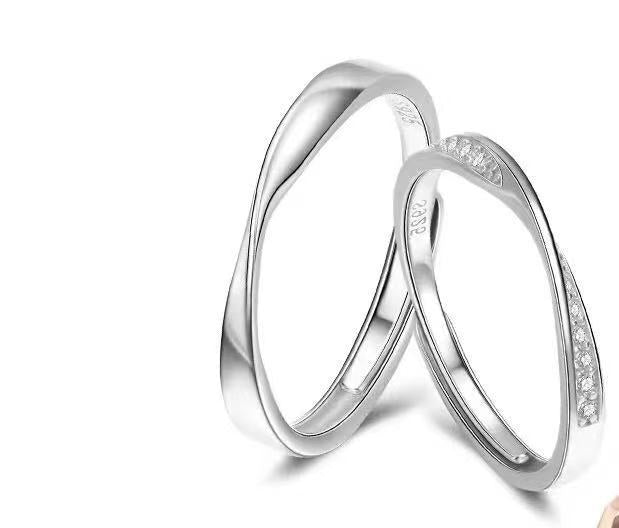 Infinity Copper Rings For Couples In Silver, 1 Pair, Perfect For Valentine's Day
