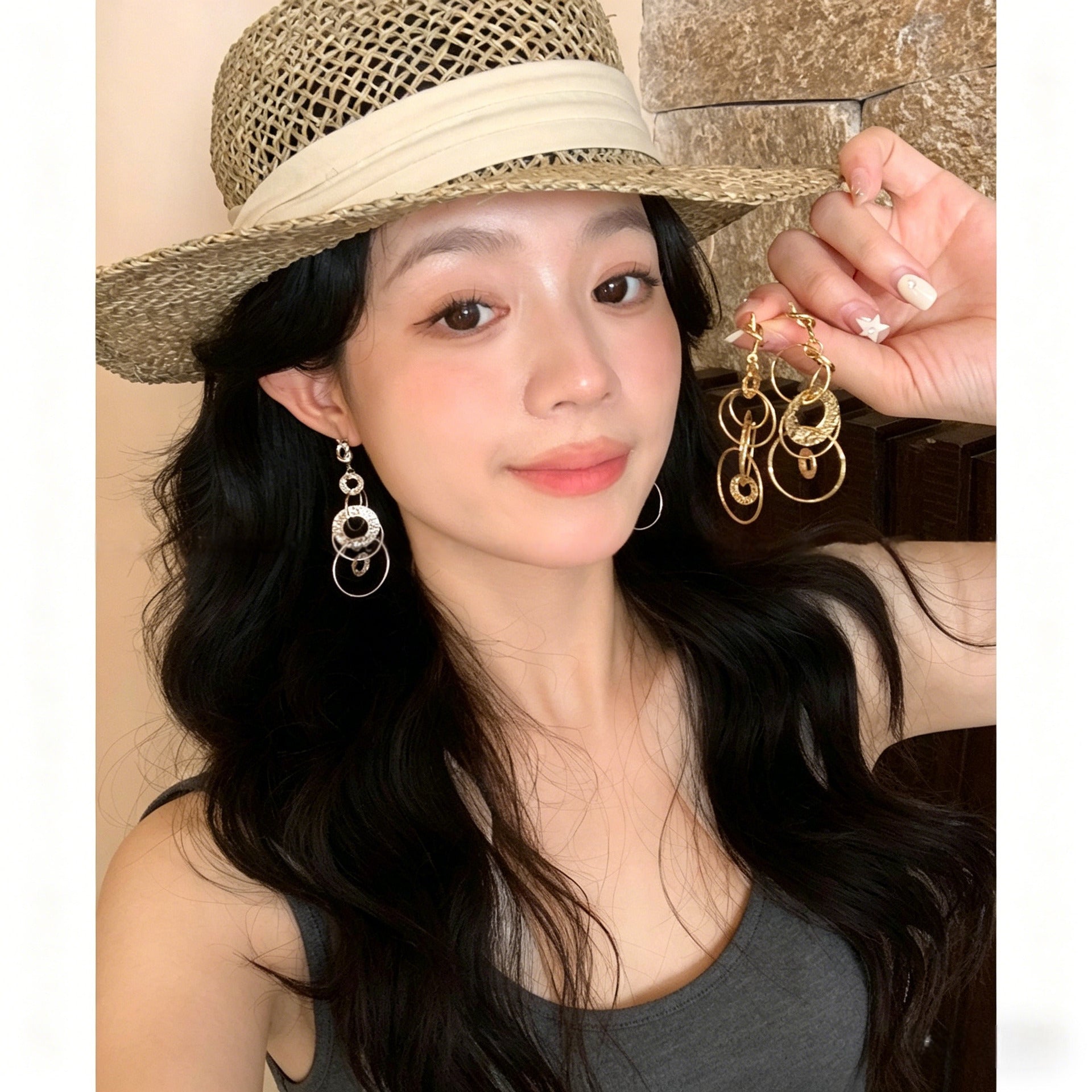 Geometric Tassel Earrings For Women In Gold, Featuring 925 Sterling Silver Ear Pins And Durable Titanium Steel Material