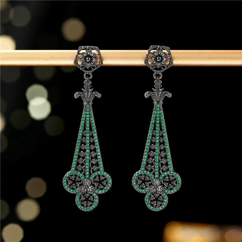 Luxurious Tassel Earrings For Women With 925 Sterling Silver Posts, Copper Craft, And Zircon Inlay