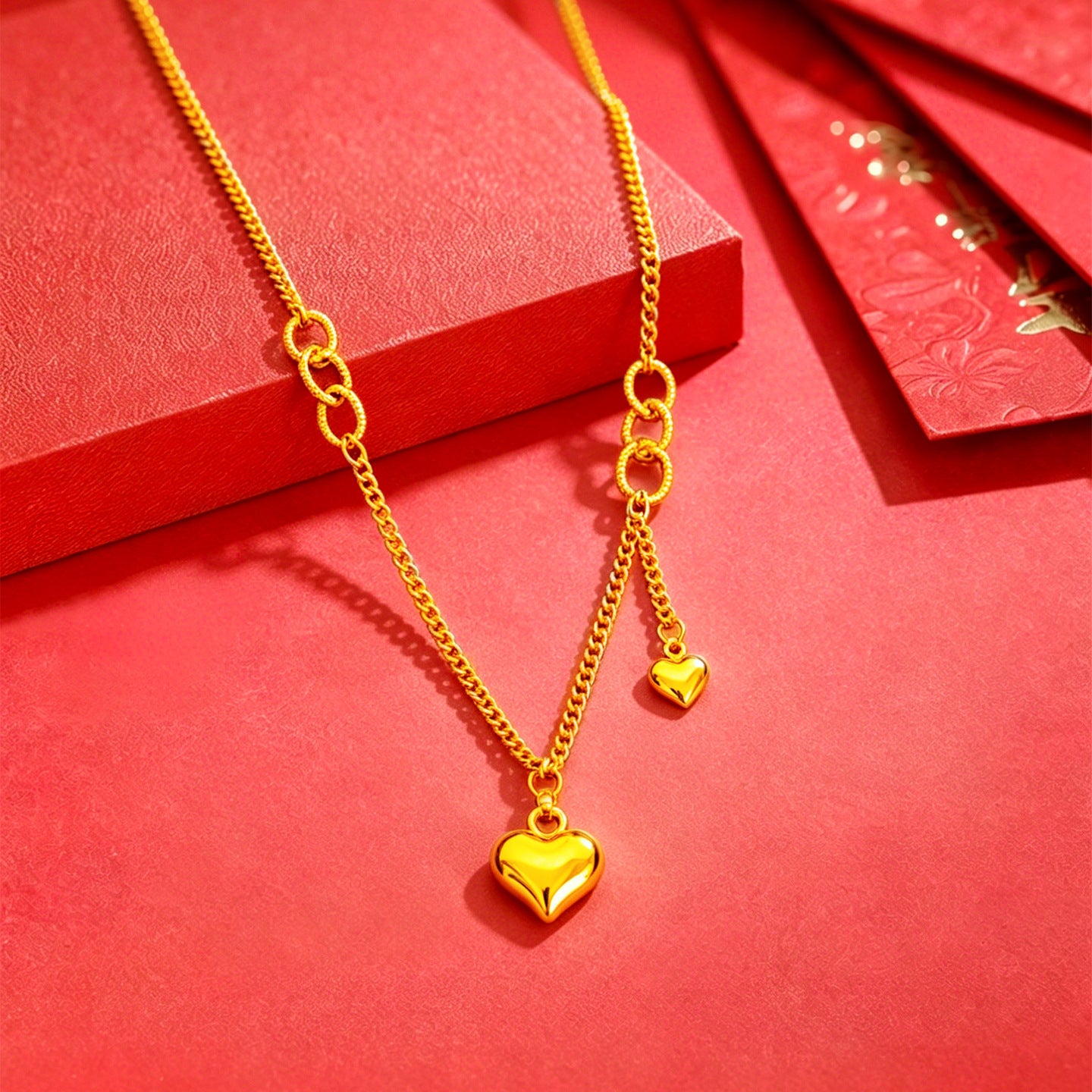 Heart Shape Necklace For Women In Real Gold Plated Copper, Waterproof Non Tarnish Design