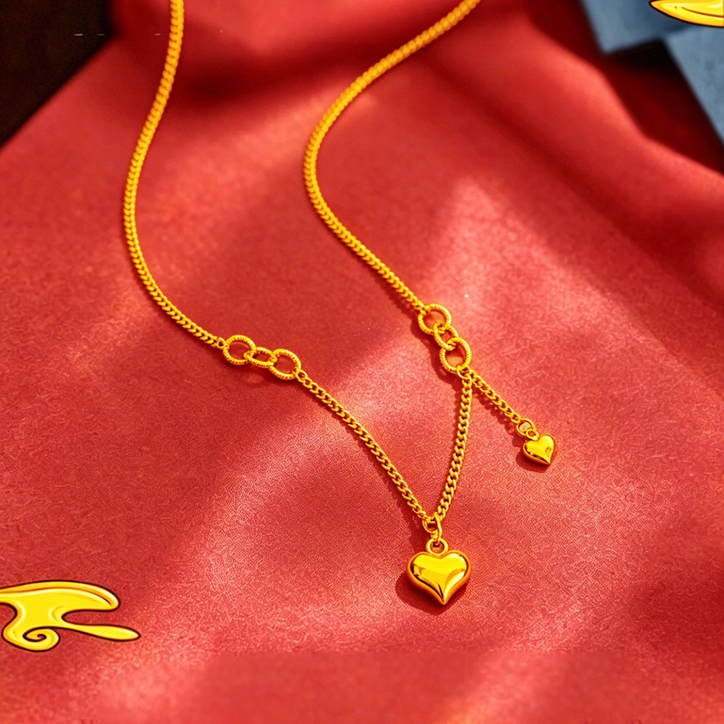 Heart Shape Necklace For Women In Real Gold Plated Copper, Waterproof Non Tarnish Design