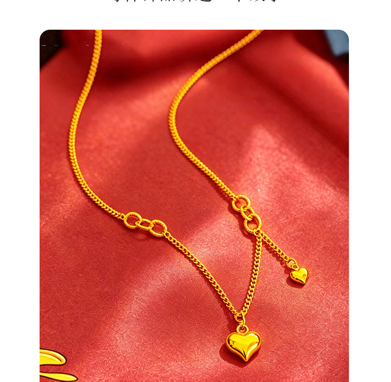 Heart Shape Necklace For Women In Real Gold Plated Copper, Waterproof Non Tarnish Design