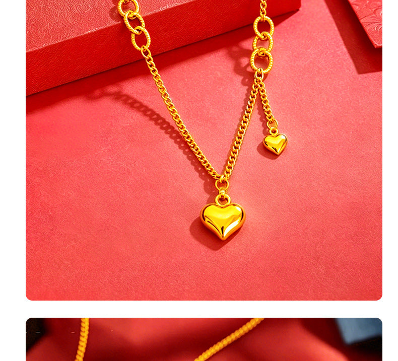 Heart Shape Necklace For Women In Real Gold Plated Copper, Waterproof Non Tarnish Design