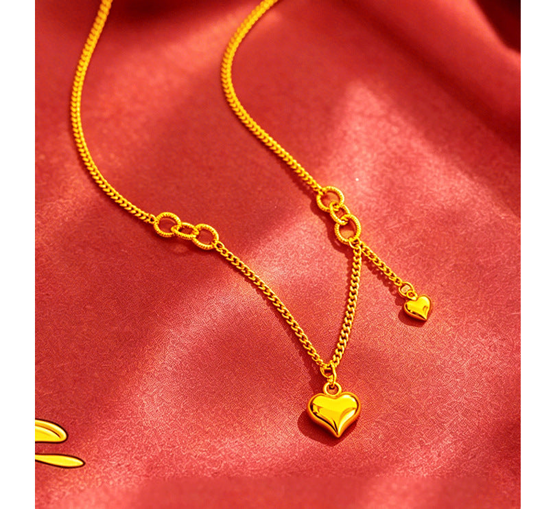 Heart Shape Necklace For Women In Real Gold Plated Copper, Waterproof Non Tarnish Design
