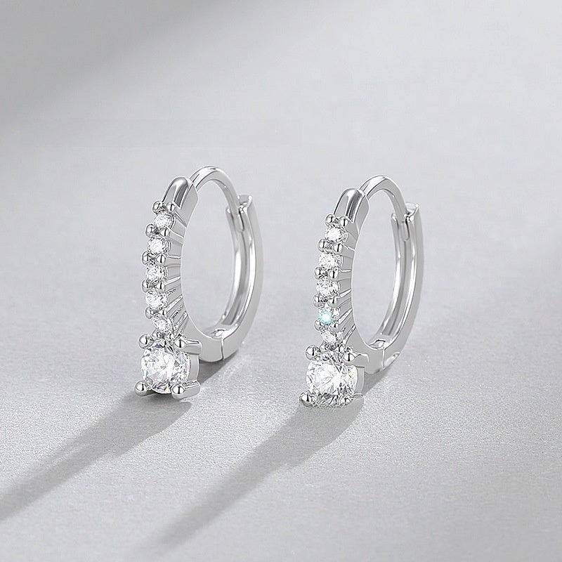Heart Shape Earrings For Women In Cute Style With Copper Ear Pins And Electroplated Gold Plating Featuring Zircon Inlay