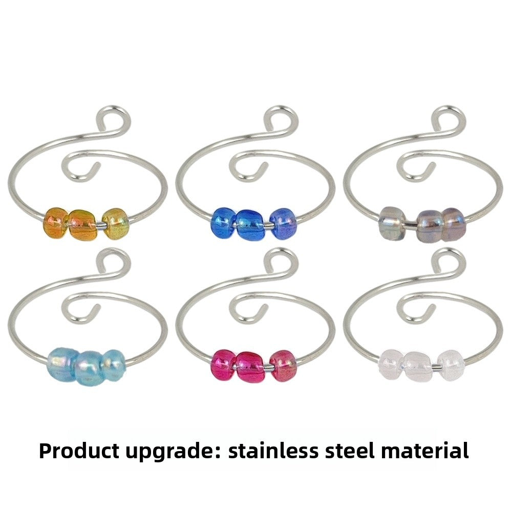 Geometric Rotatable Fidget Ring In Multicolor Titanium Steel For Unisex