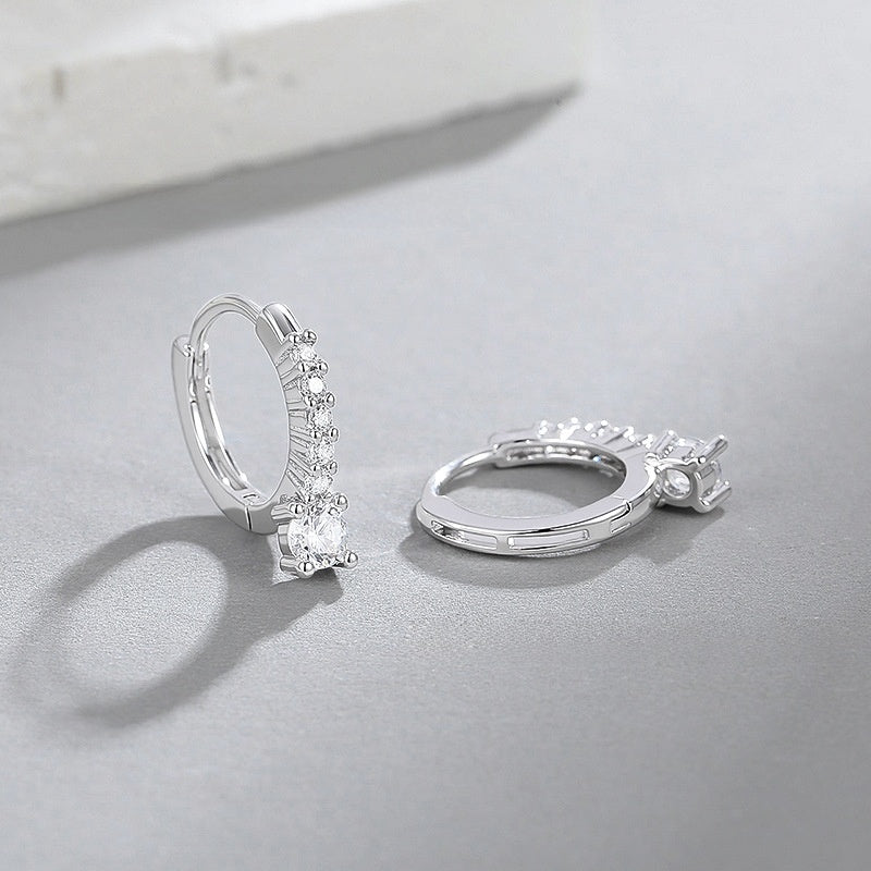 Heart Shape Earrings For Women In Cute Style With Copper Ear Pins And Electroplated Gold Plating Featuring Zircon Inlay