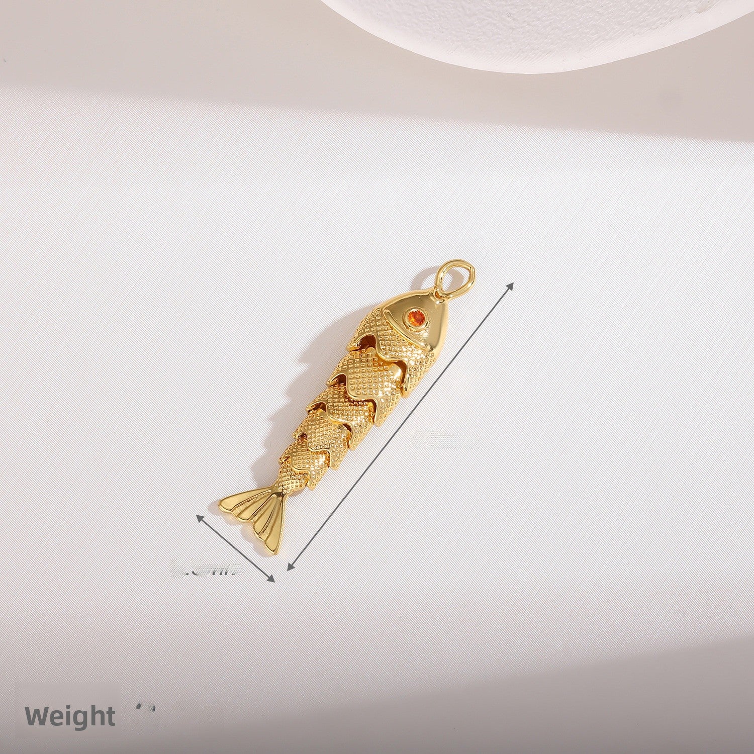 Copper Fish Pendant Electroplated With 18K Real Gold Plated And Zircon Inlay, Commute Style Jewelry Accessory