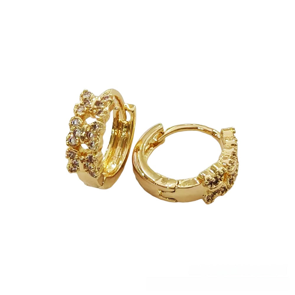Geometric Copper Earrings For Women In New Style With Electroplated Gold Plating And Zircon Inlay