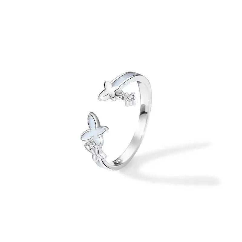 Butterfly Couple Rings For Valentine's Day, 1 Pair Alloy Rings Featuring Luminous Craftsmanship