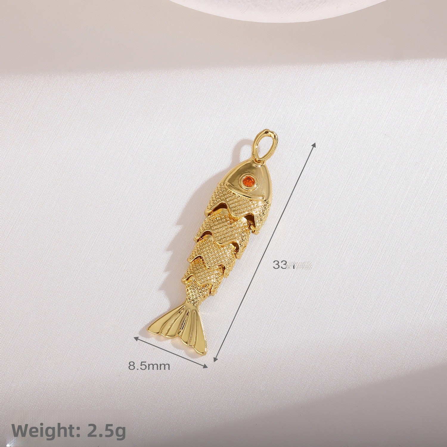 Copper Fish Pendant Electroplated With 18K Real Gold Plated And Zircon Inlay, Commute Style Jewelry Accessory