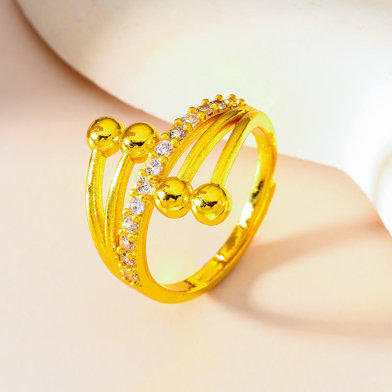 Heart Shape Simple Style Women's Ring In Brass With Golden Electroplated Finish And Artificial Diamond Inlay