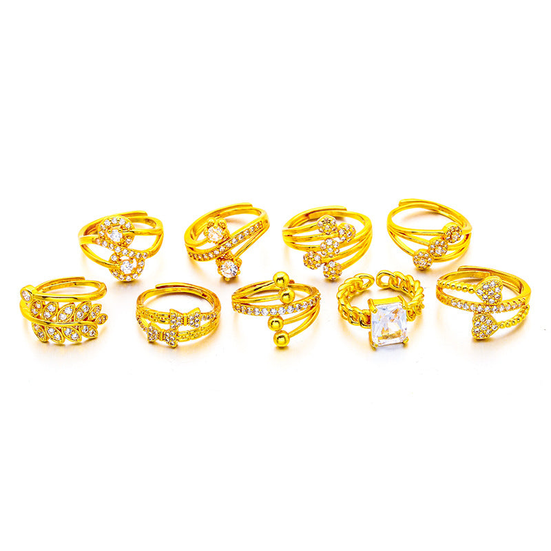 Heart Shape Simple Style Women's Ring In Brass With Golden Electroplated Finish And Artificial Diamond Inlay