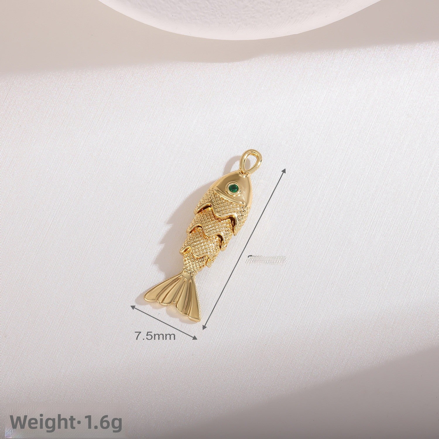 Copper Fish Pendant Electroplated With 18K Real Gold Plated And Zircon Inlay, Commute Style Jewelry Accessory