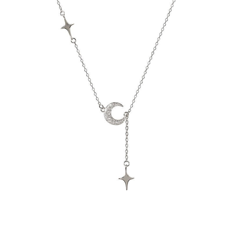 New Style Moon Tassel Pendant Necklace For Women In 925 Sterling Silver With Silver Accents
