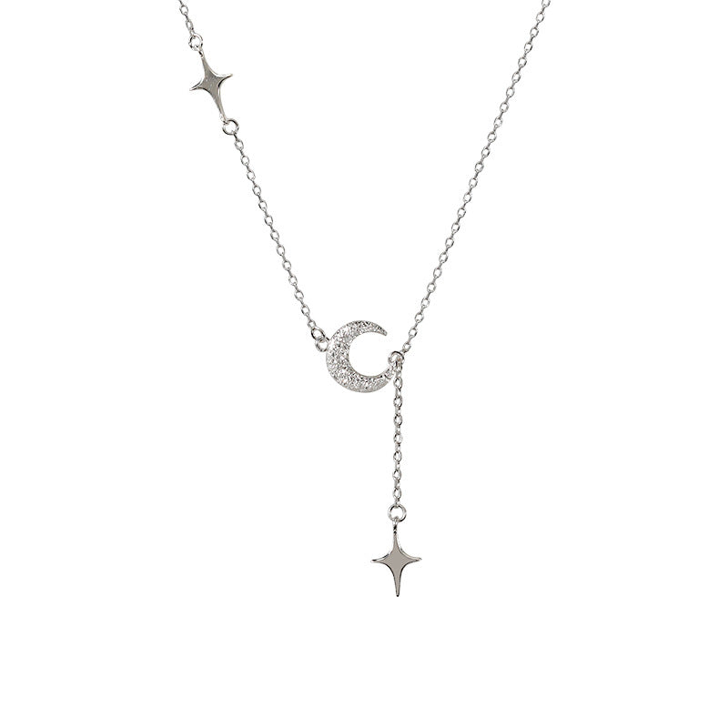 New Style Moon Tassel Pendant Necklace For Women In 925 Sterling Silver With Silver Accents