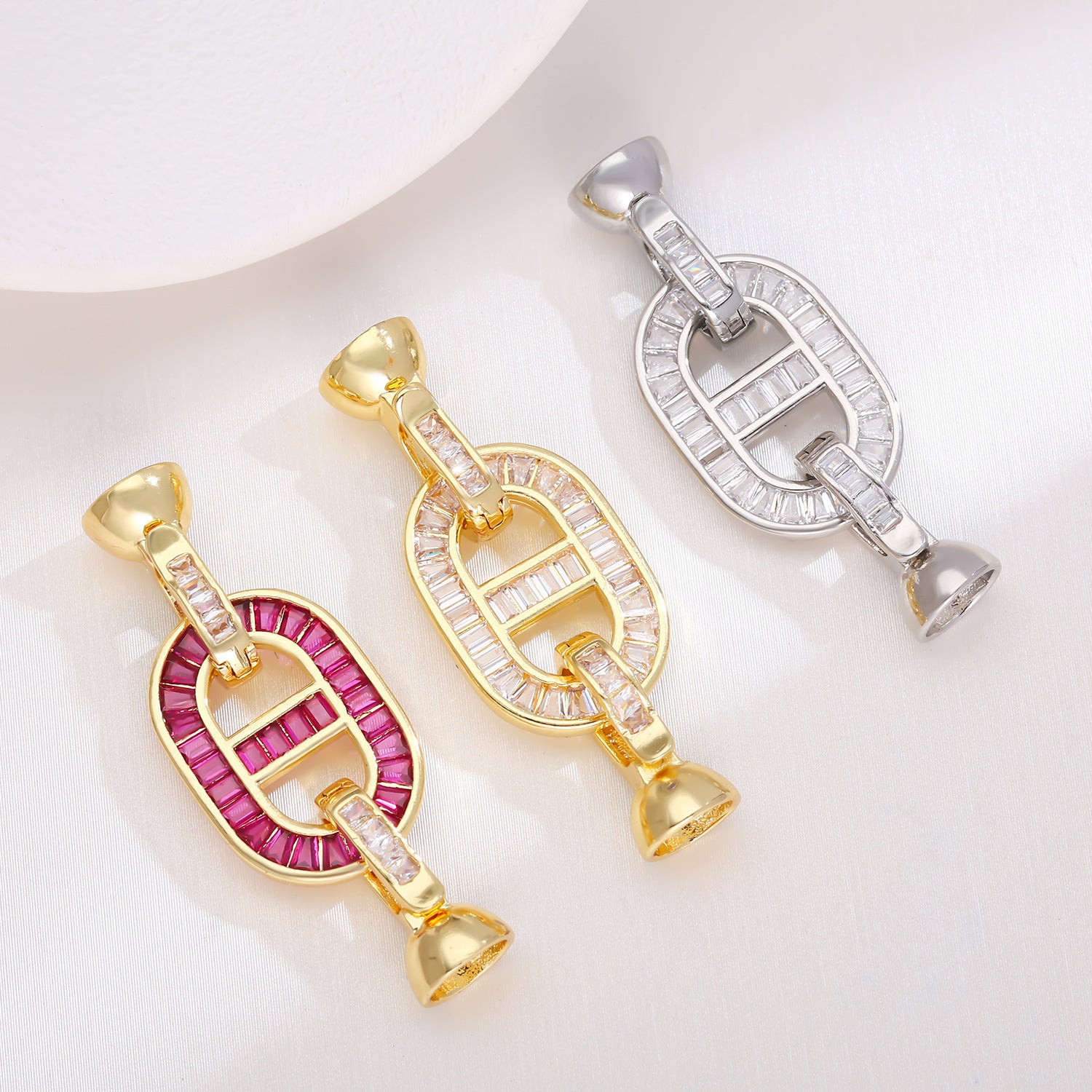 Geometric Copper Connectors Featuring Electroplated 18K Real Gold Plating With Zircon Inlay For Jewelry Accessories