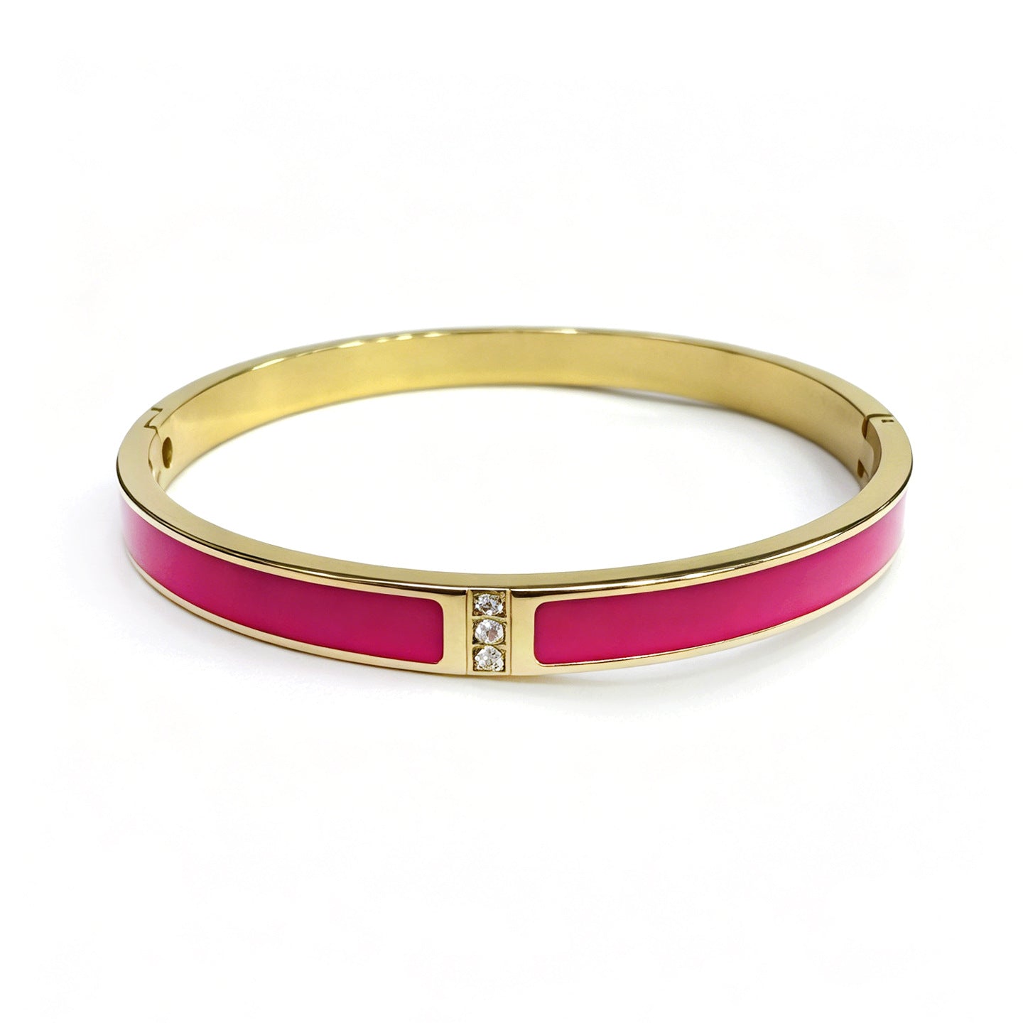 Geometric Epoxy Bangle For Women In 304 Stainless Steel With 18K Real Gold Plated PVD Coating And Zircon Inlay