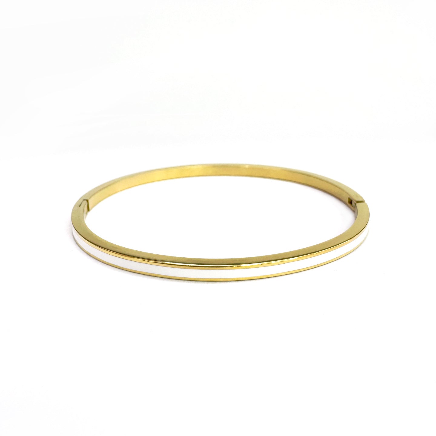 Geometric Epoxy Bangle For Women In 304 Stainless Steel With 18K Real Gold Plated PVD Coating And Zircon Inlay