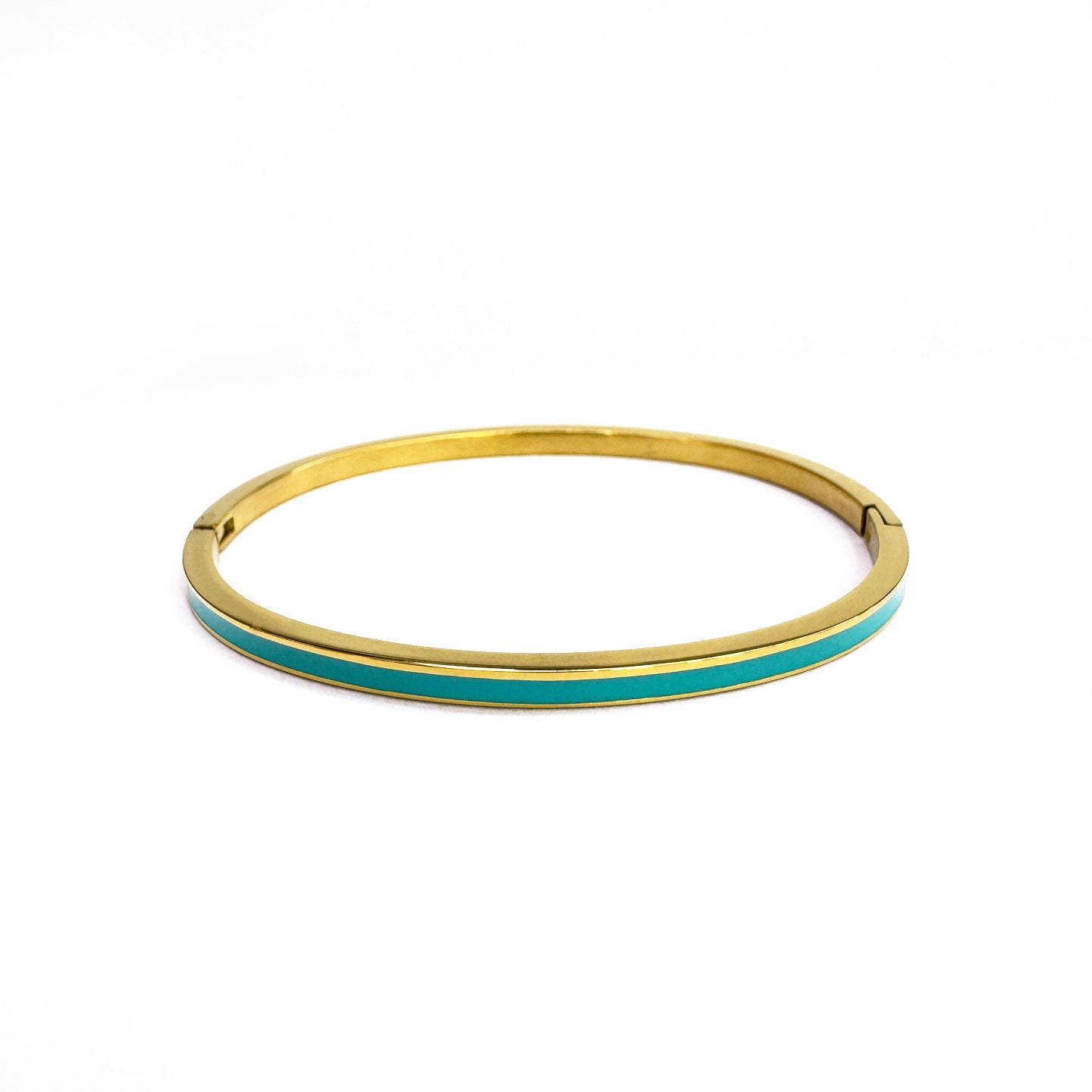 Geometric Epoxy Bangle For Women In 304 Stainless Steel With 18K Real Gold Plated PVD Coating And Zircon Inlay