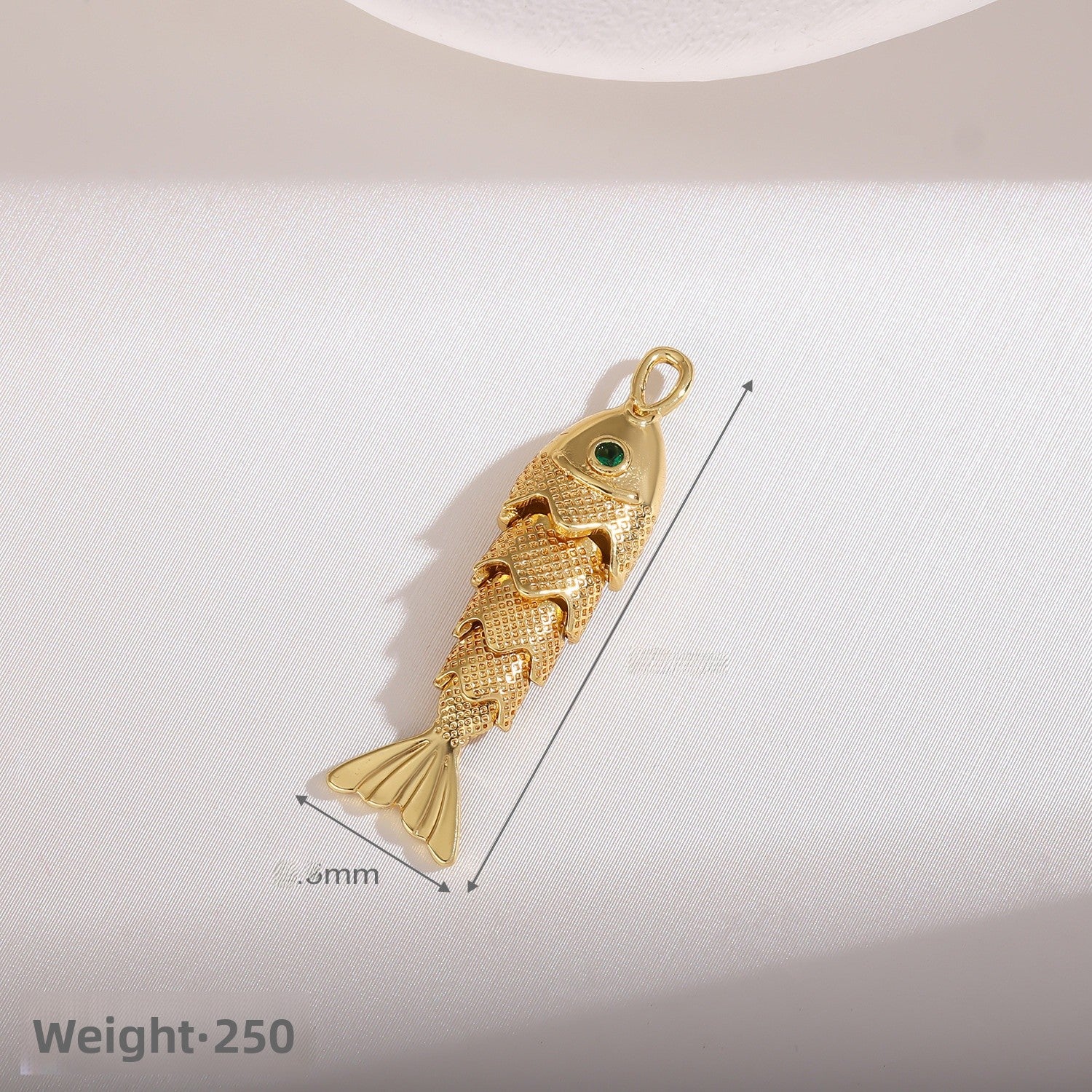 Copper Fish Pendant Electroplated With 18K Real Gold Plated And Zircon Inlay, Commute Style Jewelry Accessory