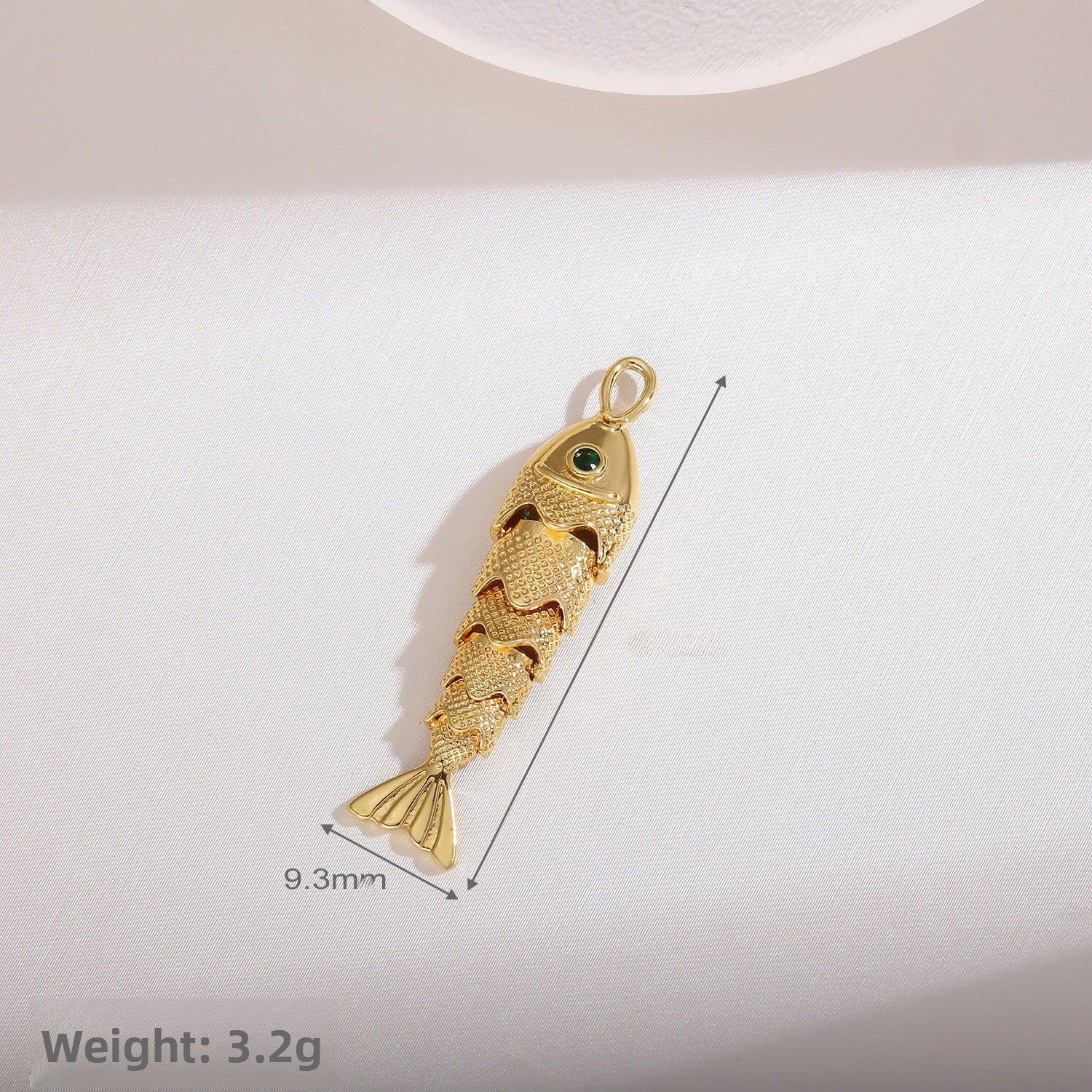 Copper Fish Pendant Electroplated With 18K Real Gold Plated And Zircon Inlay, Commute Style Jewelry Accessory