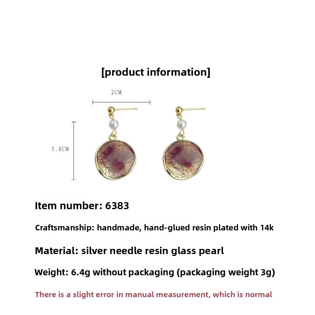 Ombre Purple Enamel Earrings For Women With Copper Ear Pins, Stylish And Elegant Design