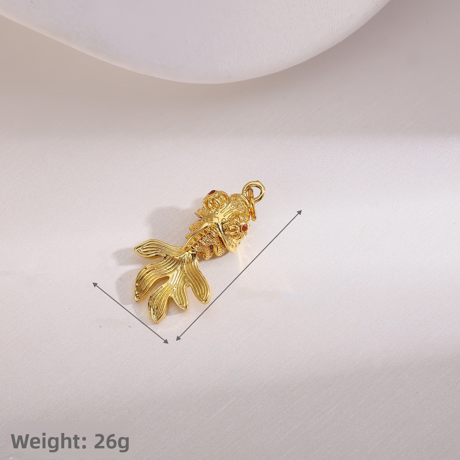 Copper Fish Pendant Electroplated With 18K Real Gold Plated And Zircon Inlay, Commute Style Jewelry Accessory