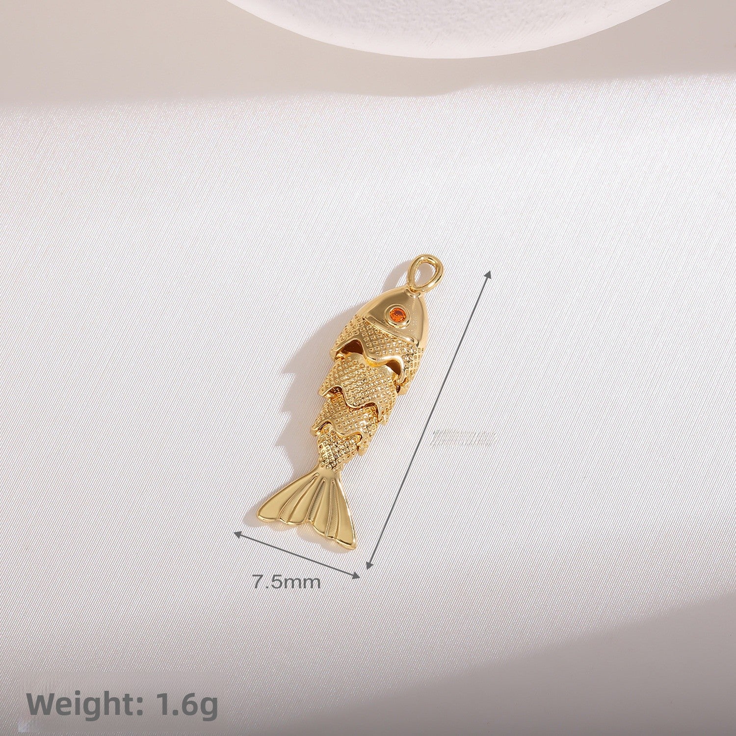 Copper Fish Pendant Electroplated With 18K Real Gold Plated And Zircon Inlay, Commute Style Jewelry Accessory