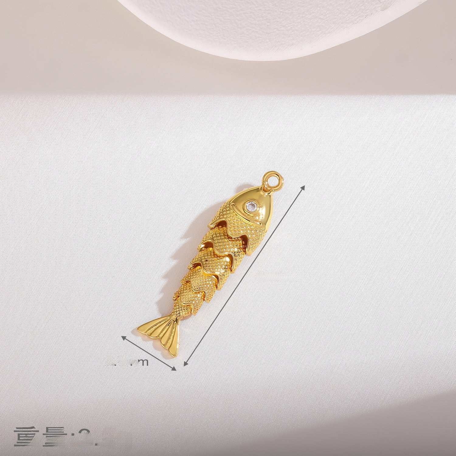 Copper Fish Pendant Electroplated With 18K Real Gold Plated And Zircon Inlay, Commute Style Jewelry Accessory