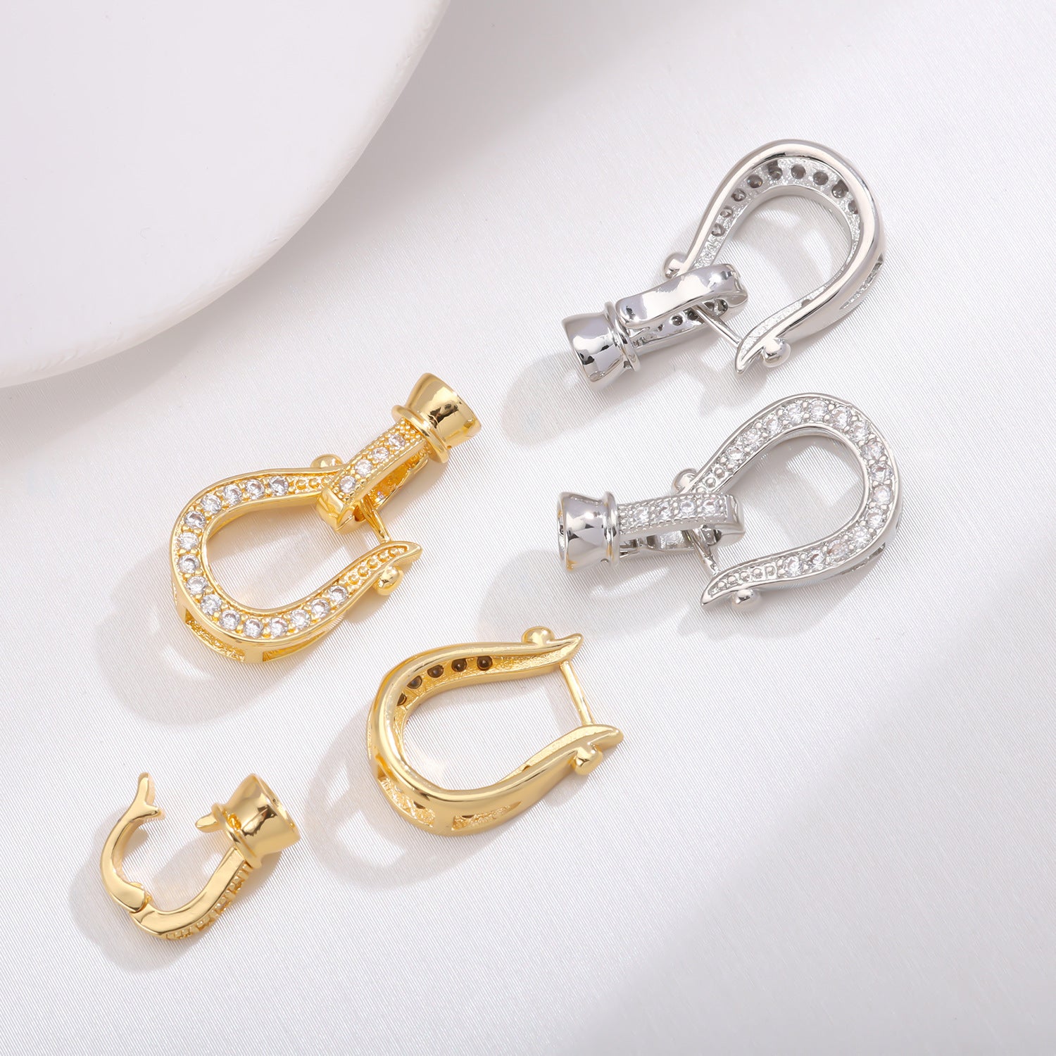 Geometric Copper Connectors With 18K Real Gold Plated Electroplated Finish And Zircon Inlay In Gold Jewelry Accessories