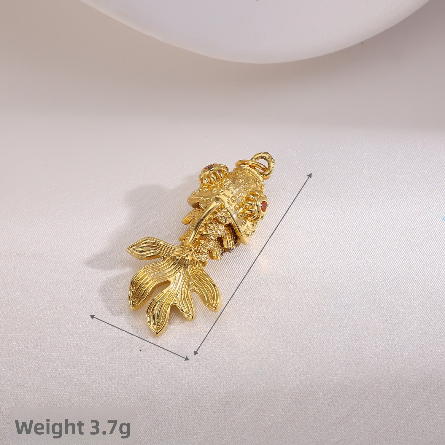 Copper Fish Pendant Electroplated With 18K Real Gold Plated And Zircon Inlay, Commute Style Jewelry Accessory