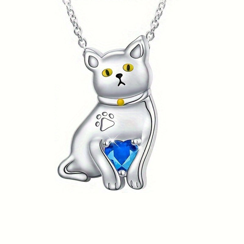 Cute Heart Shape Pendant Necklace For Women In Blue, Featuring Alloy Pendant And Cable Chain