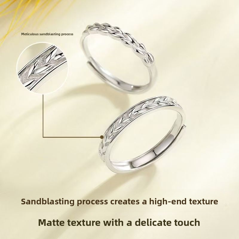 Sweet Geometric Couple Rings In Copper Alloy With Waterproof Non Tarnish Electroplated Platinum Plated Finish