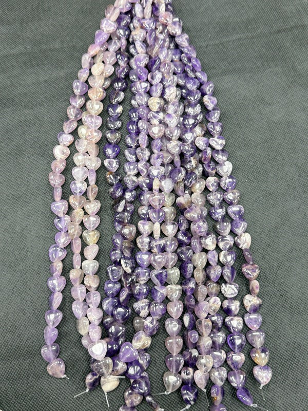 Heart Shape Polished February Birthstone Amethyst Beads In Sweet Style Jewelry Accessories
