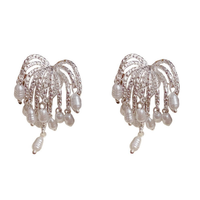 Geometric Tassel Earrings For Women In Copper With Real Gold Plated Finish, Featuring Exaggerated Style