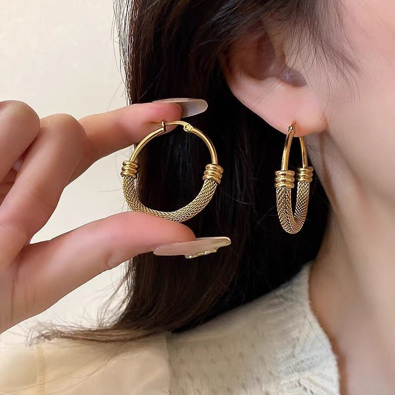 Gold Circle Earrings For Women Featuring Electroplated Finish With 304 Stainless Steel Ear Pins In Alloy