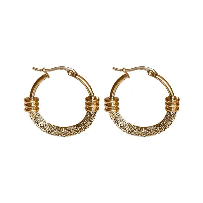 Gold Circle Earrings For Women Featuring Electroplated Finish With 304 Stainless Steel Ear Pins In Alloy