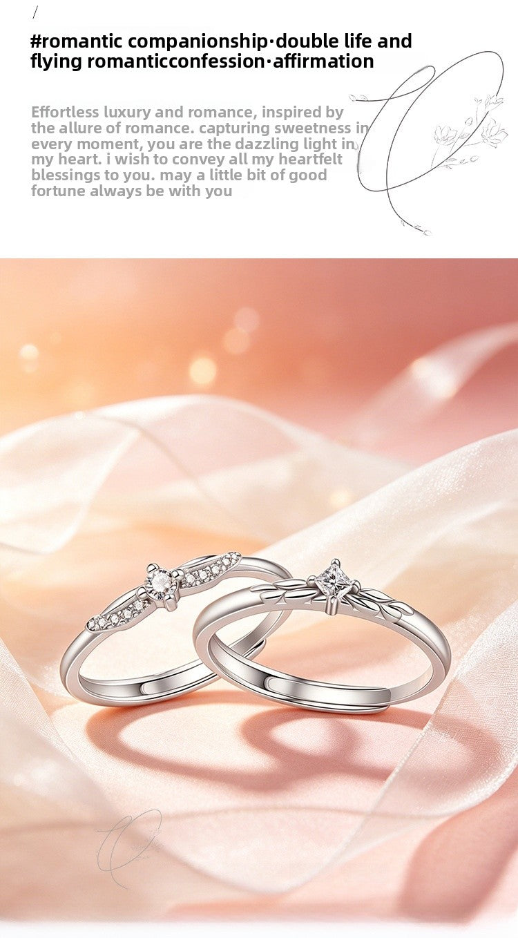 Couple's Polka Dots Open Rings In Electroplated Copper, 1 Pair, Perfect For Valentine's Day