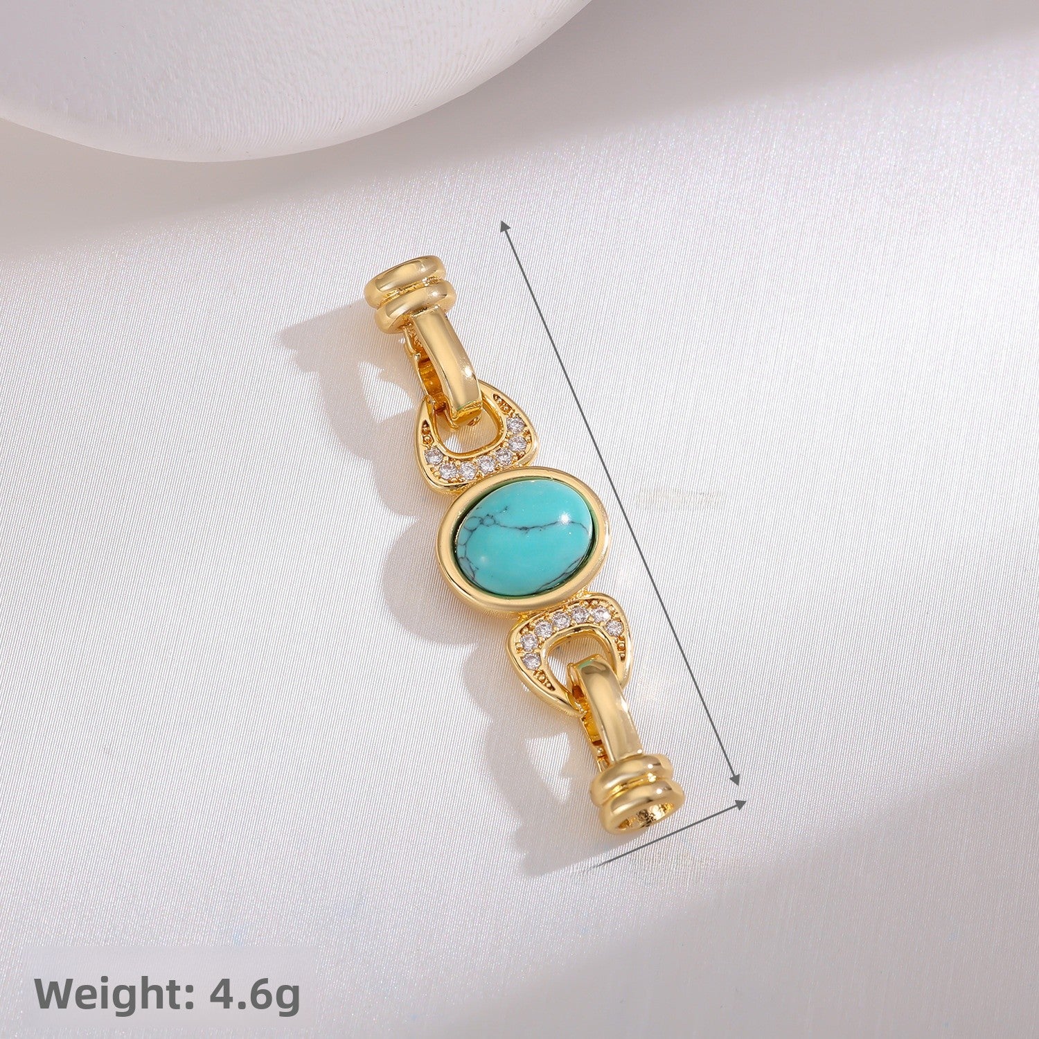 Copper Jewelry Buckle With Turquoise Inlay, Electroplated Gold Finish, Natural Material Jewelry Accessory