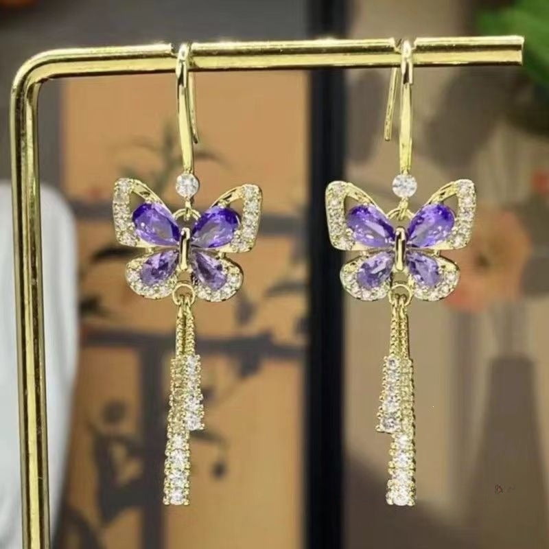 Bow Tie Earrings For Women Featuring Zinc Alloy Ear Pins With Sweet Style And Rhinestone Inlay