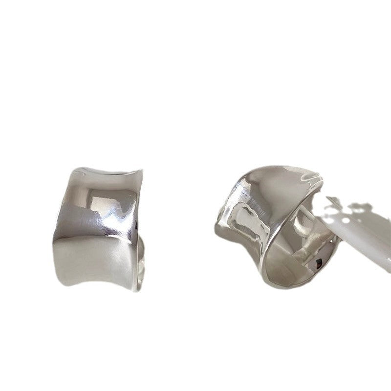 Asymmetrical C Shape Hoop Earrings For Women In Gold Alloy