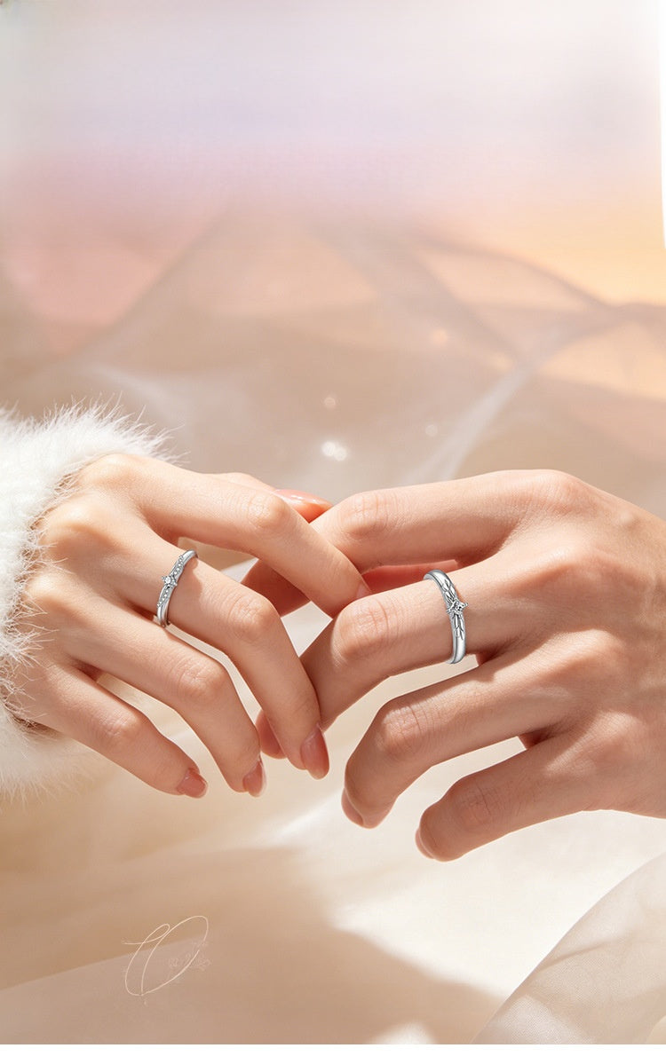 Couple's Polka Dots Open Rings In Electroplated Copper, 1 Pair, Perfect For Valentine's Day