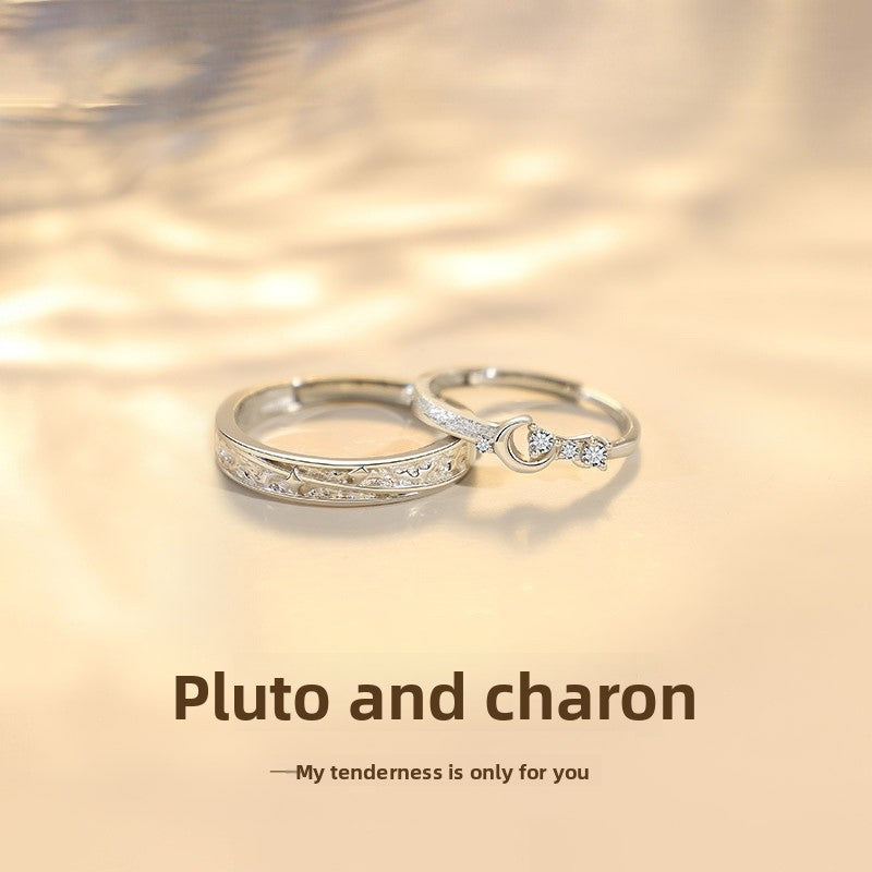 Couple Star Rings Made Of Copper With Zircon Inlay, Available As 1 Pair